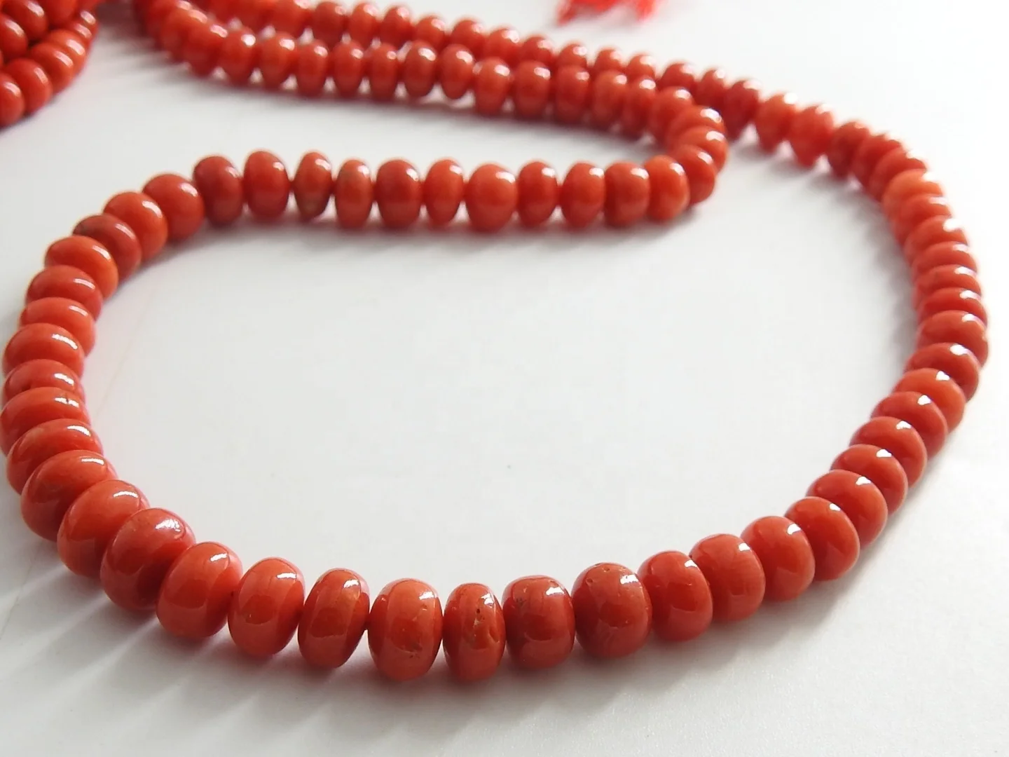 Italian Red Coral Smooth Roundel Bead Handmade Loose Stone For Making Jewelry Bracelet Necklace Wholesaler Supplies