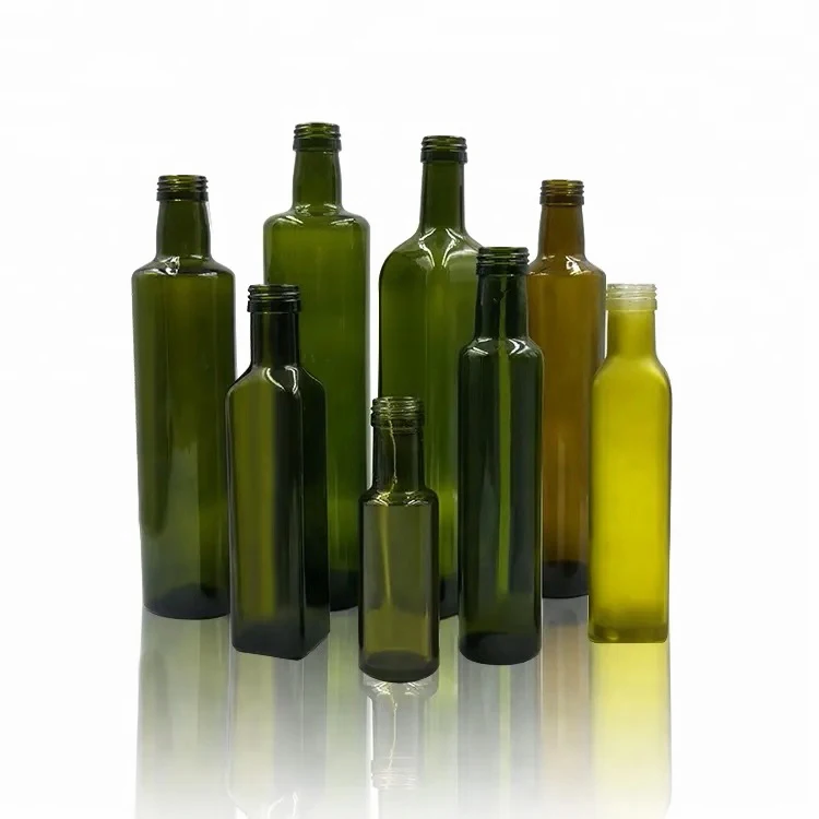 Top Quality Cooking Oil Packaging Dark Green Clear 250ml 500ml 750ml 1000ml Empty Square Oliver Oil Glass Bottle Wholesale