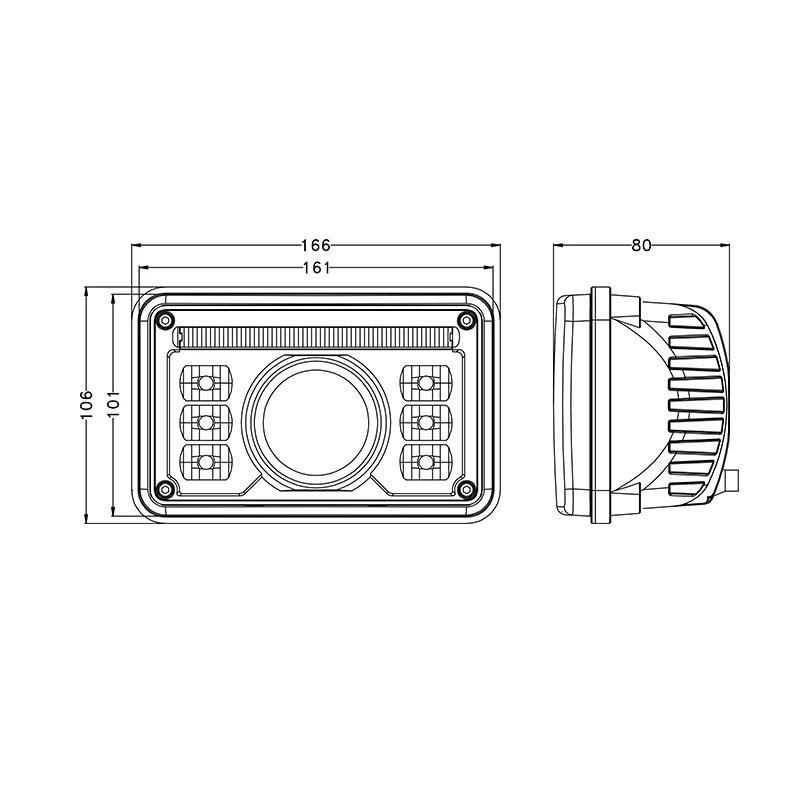 ECE R10 R112 R87 Replacement Rectangular LED Headlamp High Low Beam Universal LED Headlight with DRL for Tractors