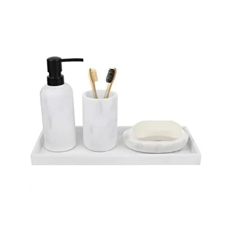 Decorative And Attractive White Marble Soap Dispenser and Lotion Dispenser bottle villa model room bathroom accessories
