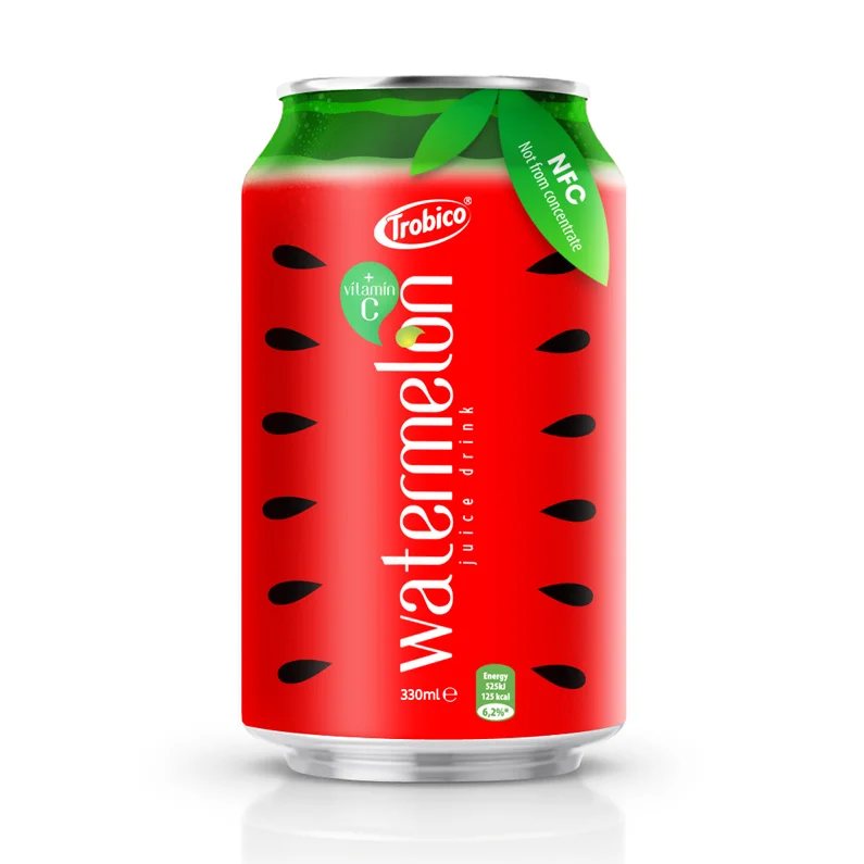Vietnam Beverage Watermelon Juice 330ml Can Free Design Label High Quality Soft Drink  Fresh Fruit Delicious Flavor