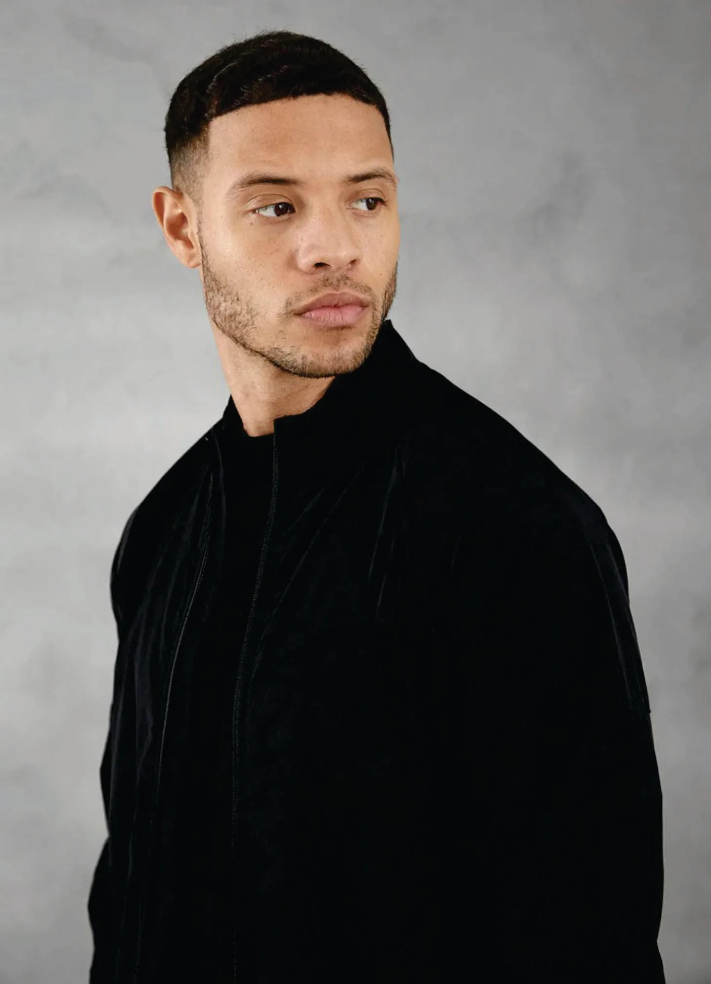 Fully Customized 85% Polyamide 15% Elastane Black Full Zip Cuffs Graphite Mens Utility Woven Bomber