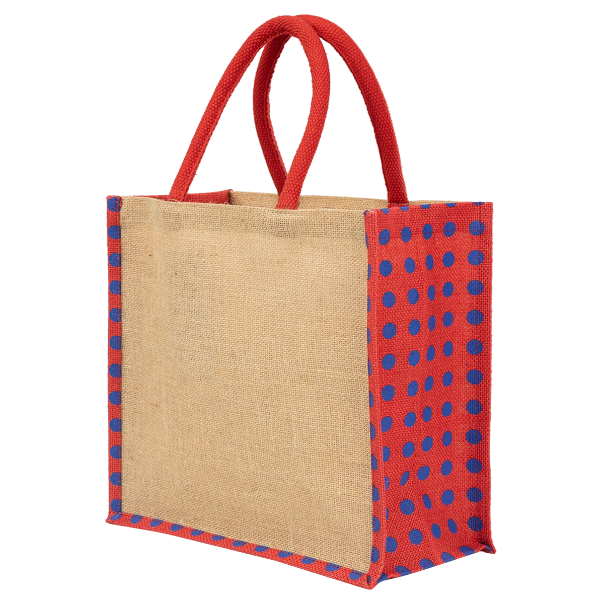 Eco-friendly 100% natural burlap jute shopping tote bag with webbing tape handle & customized print  & logo