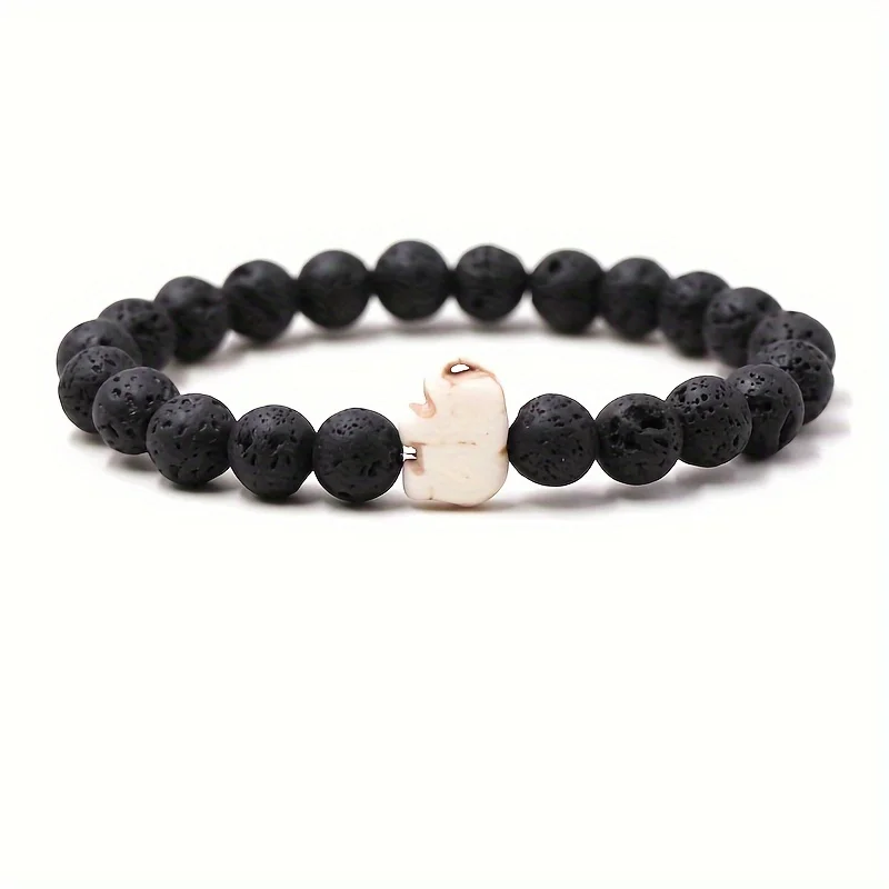 MANCHAO  4pcs Unisex Natural Stone Elephant Style Bracelet 8mm Beads Fashion Jewelry for Bracelets & Bangles