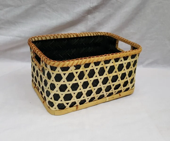 Multicolor high quality triple bamboo basket set without handle for kitchen and home storage & organization homemade in Vietnam