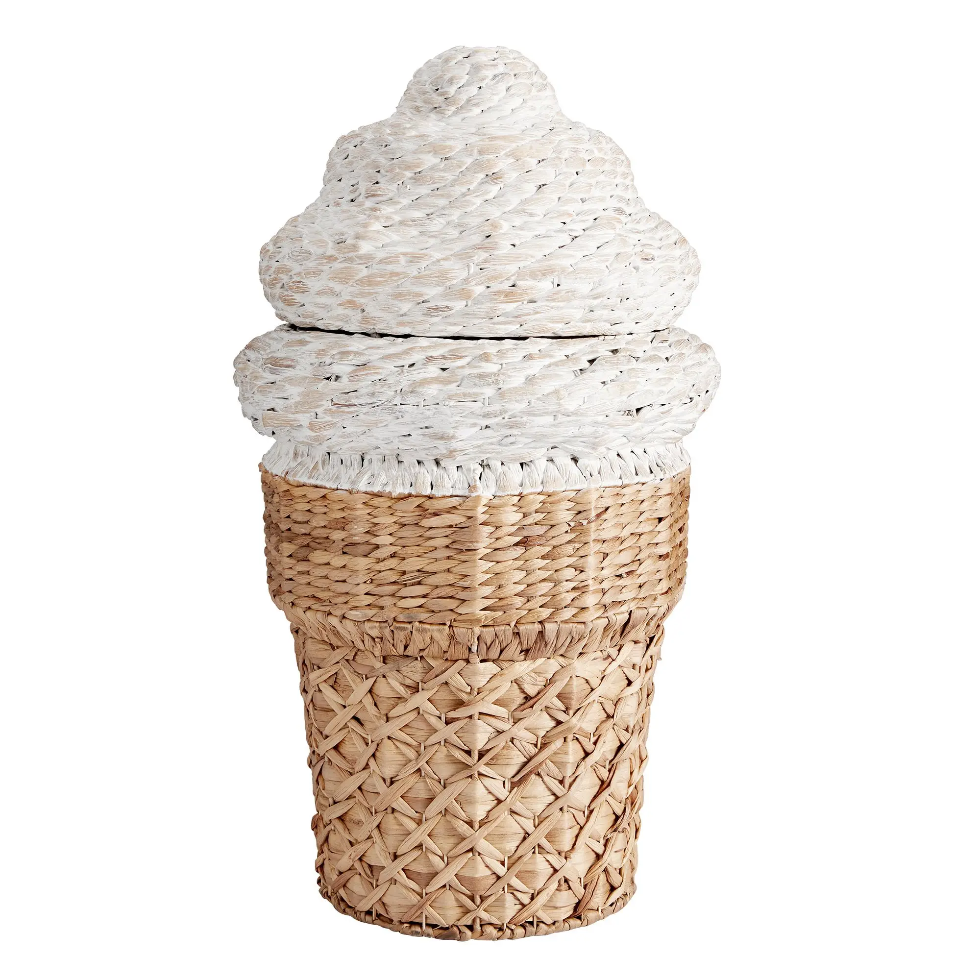 New Choice For Kids Water Hyacinth Ice Cream Cone Hamper Storage Basket for Kids Eco Friendly Kids Toy OEM in Vietnam Factory
