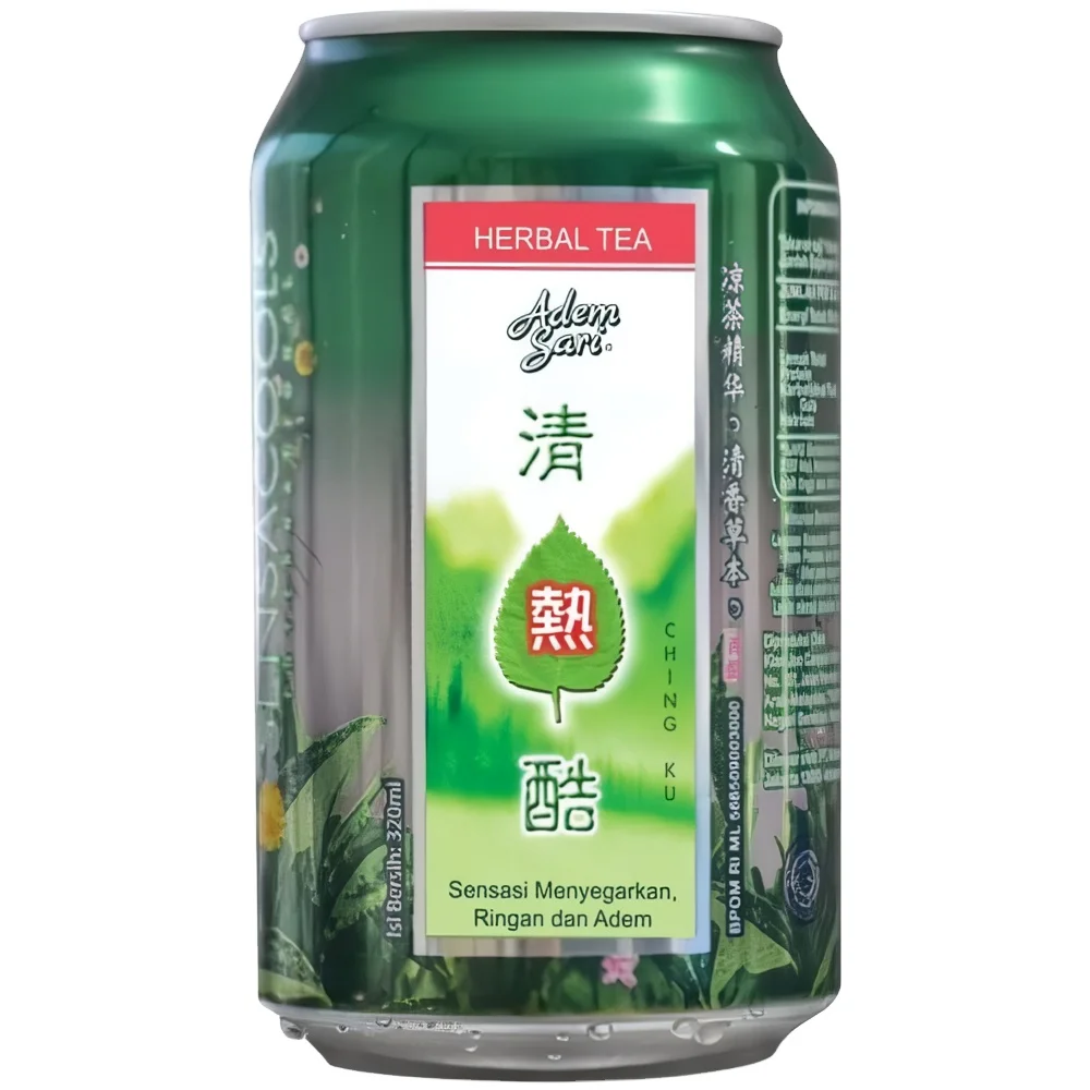 Adem Sari  Ching Ku Can 320ml Herbal Tea Variant Sparkling Soda Tea Taste Chrysanthemum Extract Can Packaging Carbonated Drinks