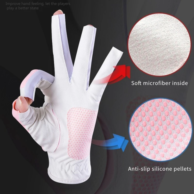 1Pair Women Golf Gloves Fingerless Soft Sport Ladies Granules Anti-Skid Glove Left And Right Hand Golf Gloves
