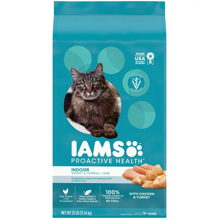 PROACTIVE HEALTH Adult Indoor Weight Control & Hairball Care Dry Cat Food with Chicken & Turkey Cat Kibble, 7 lb. Bag
