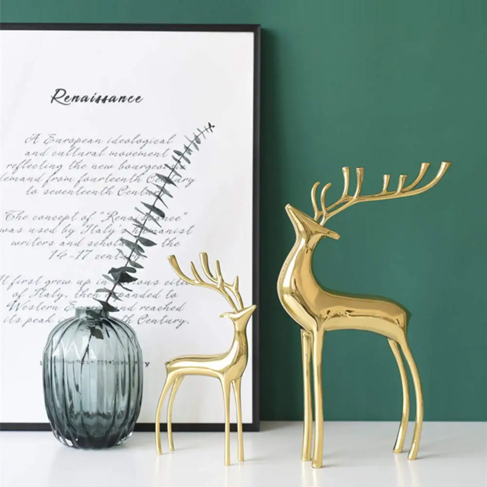 Rein Deer Shape Aluminum Tabletop Sculpture Accent for Living Drawing Bedroom Shelf Showcase Table Home Decor