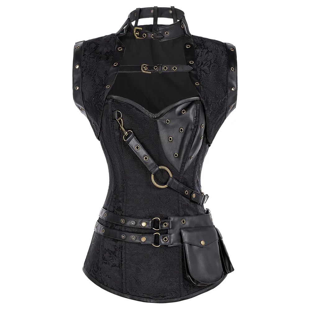 OEM enaissance Body Shape Costume Strapless Jacket+G-String+Bag Corset Top For Women Gothic