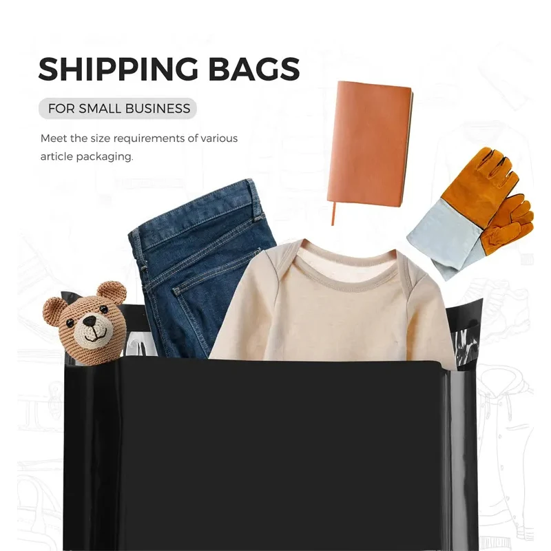 Custom Logo Eco Friendly Black Compostable Biodegradable Plastic Poly Mailers Mailing Bags With Logo