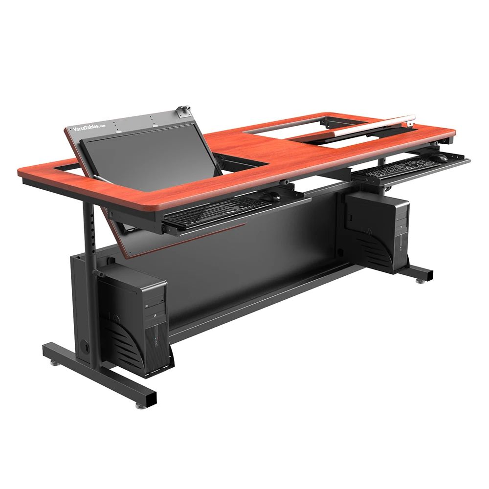 VersaDesk Revolution Adjustable Height Computer Desk  Black/Cherry