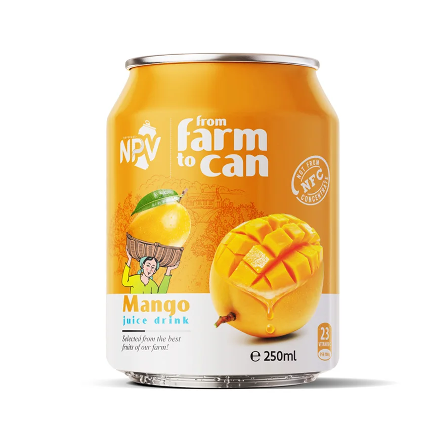 Best Flavor Mango Juice Drink 250ml Short Can ISO Halal Certified Private Label Low MOQ Reasonable Prices Natural Sugar