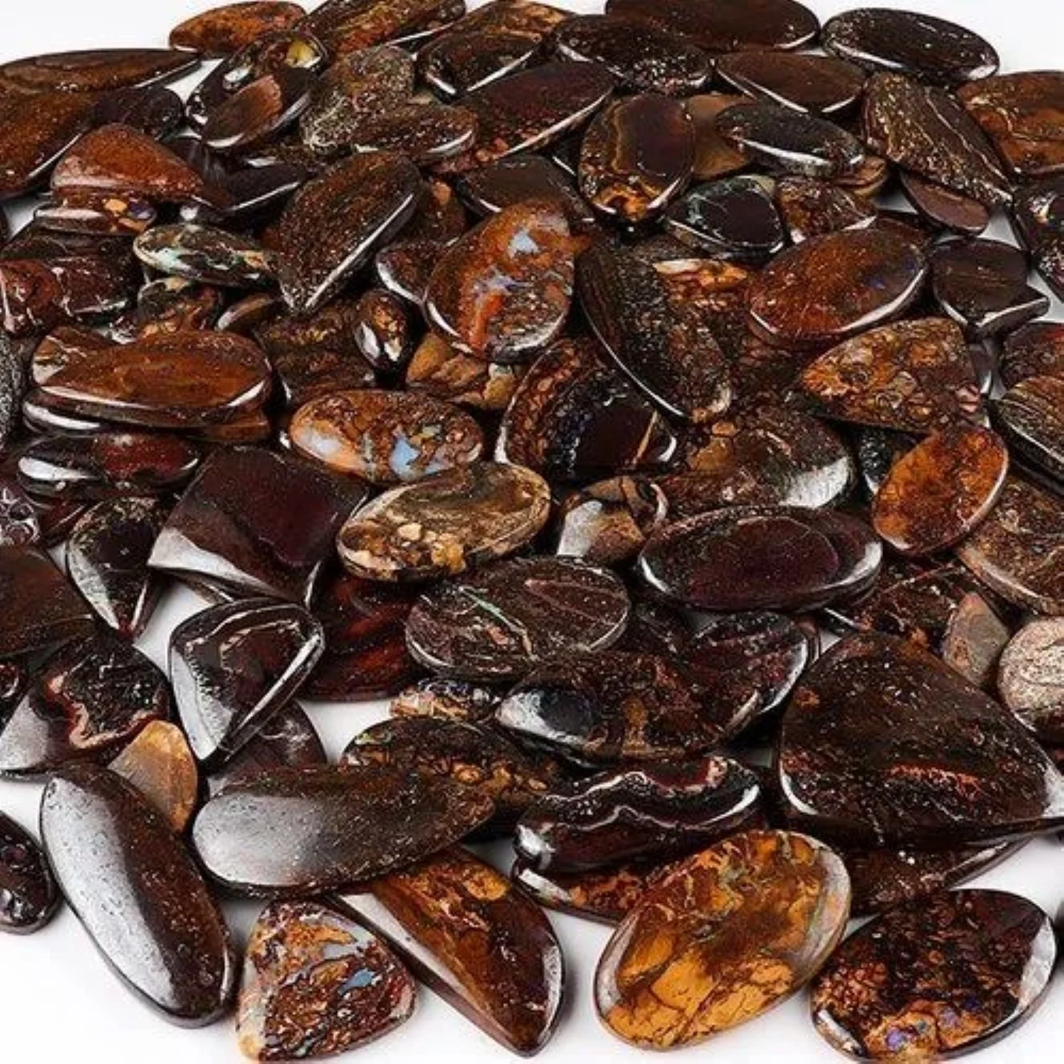 Wholesale Natural Polished Mix Brown Boulder Opal Gemstone Plain Cabochon Loose Gemstone Lot Mix Shape Size For Jewelry Making
