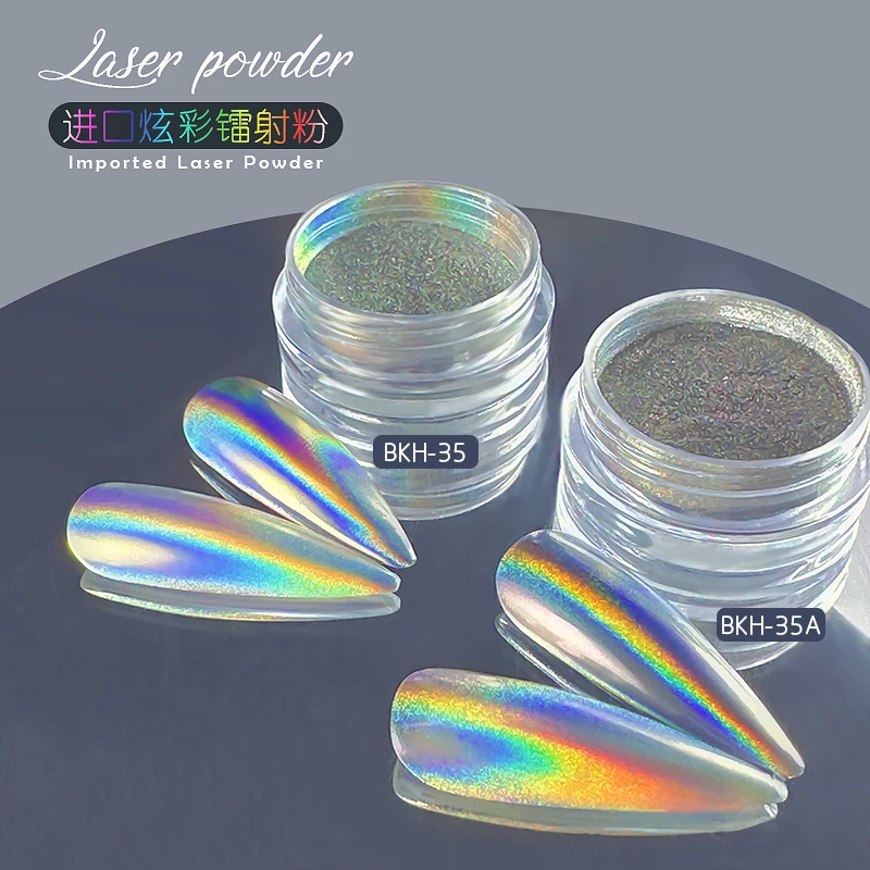 BOKO Laser Nail Glitter Holographic Chrome Nail Powder Magic Mirror Shinning Rub Dust For Gel Polish Nails Art Decort BKH