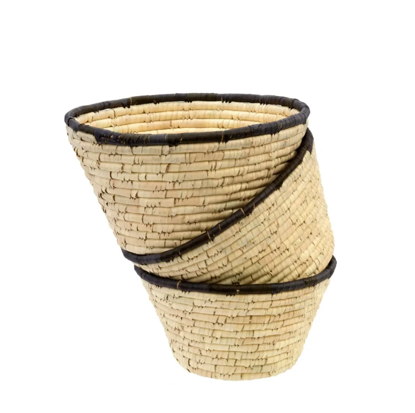 Date Leaf Straw Basket Handmade New Eco-friendly Material Handmade Storage Premier Housewares Natural Round Flower Basket
