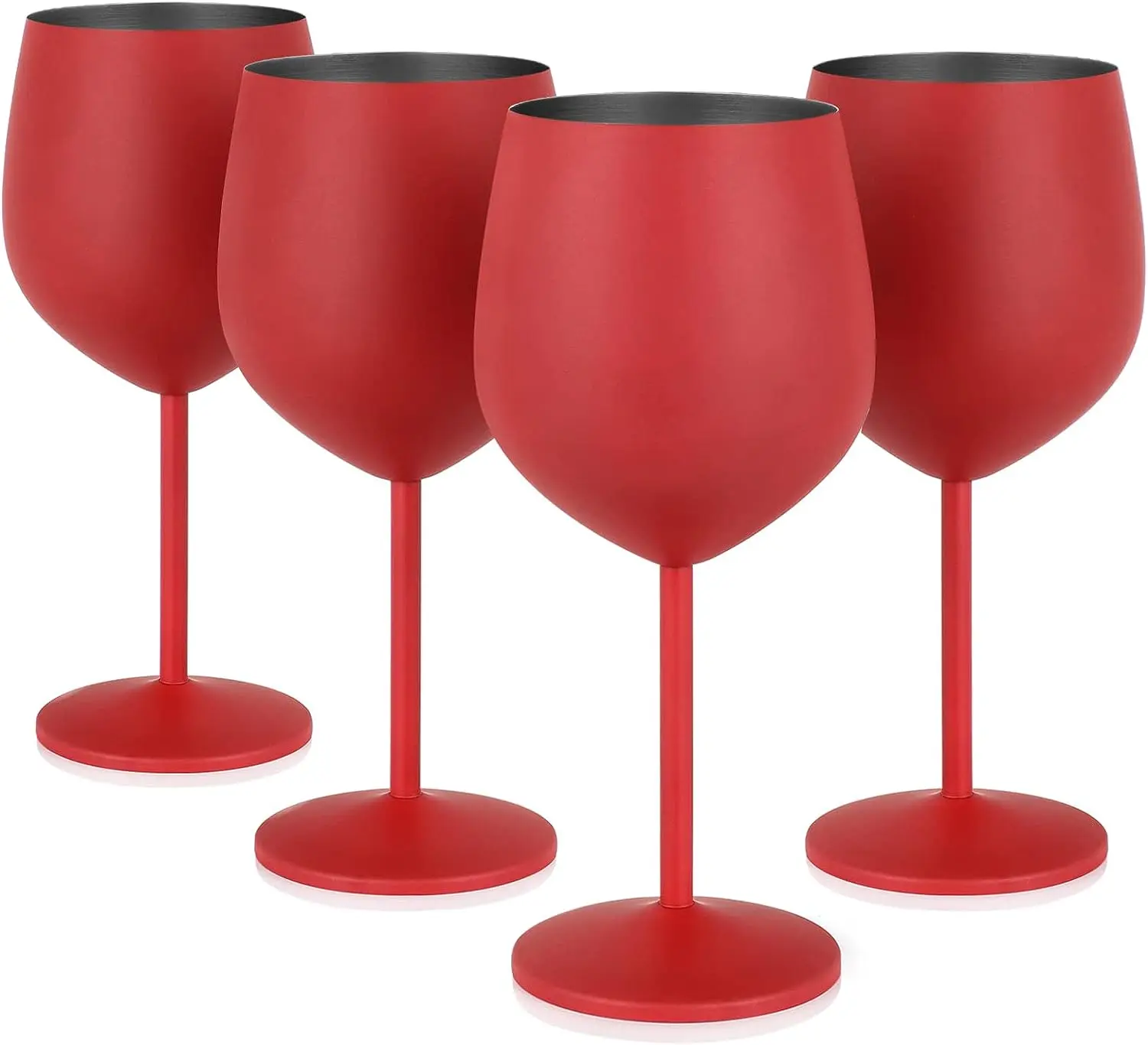 Factory Supply Stainless Steel Stem Mirror Polished Shatterproof Red Beer Cocktail Wine Glass Metal Goblet Glasses