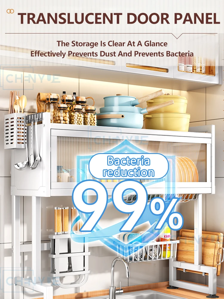 Hot Selling flip cover dish drying rack over the sink multifunction dish drainer rack storage holders sink dish drying rack