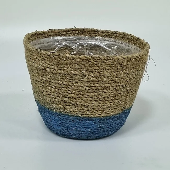 Vietnam flower pot straw craft bamboo basket woven home decor jute ware seagrass planter High-quality Manufacture wicker planter