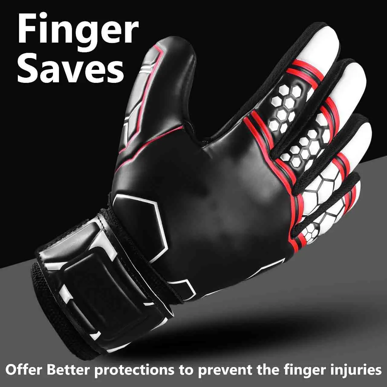 Soccer Football Goalie Goalkeeper Gloves for Kids, Youth Boys Junior with Double Wrist Protection Strong Anti Slip Grip