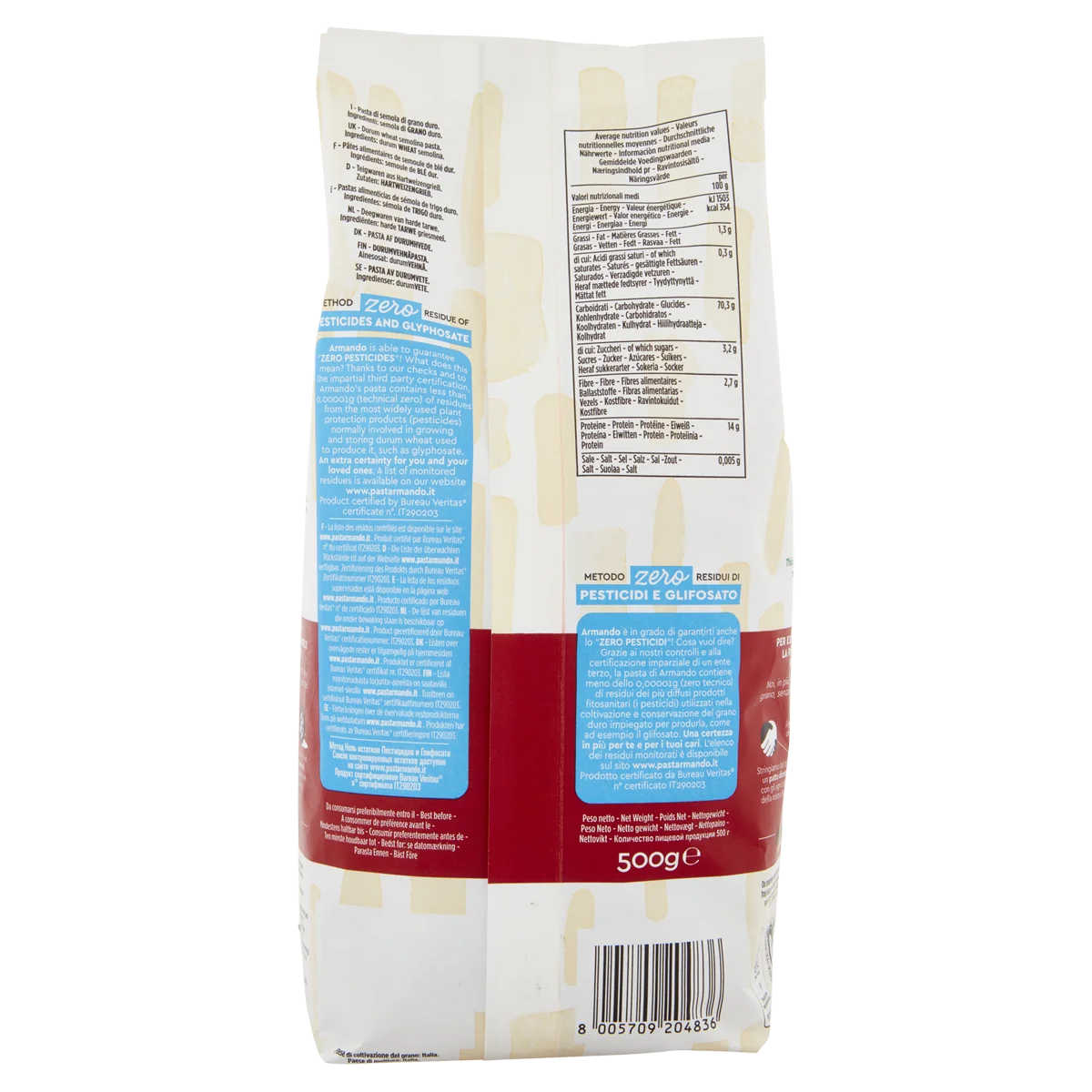 Top Italian Quality Zero Pesticid Dry pasta 500g Tortiglione in bag Rough Die Durum Wheat Pasta for Wholesale