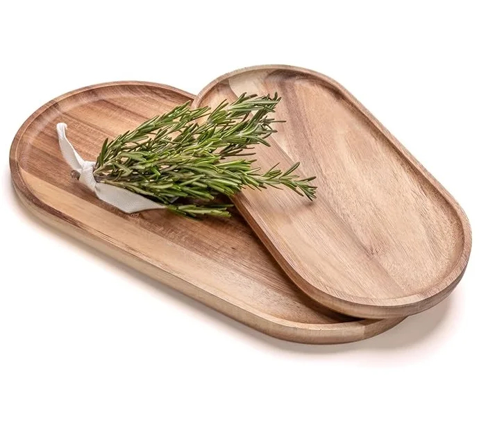 Wholesale Manufacturer Design Table Serving Acacia Wood Platter Supplier Oval Top Wooden