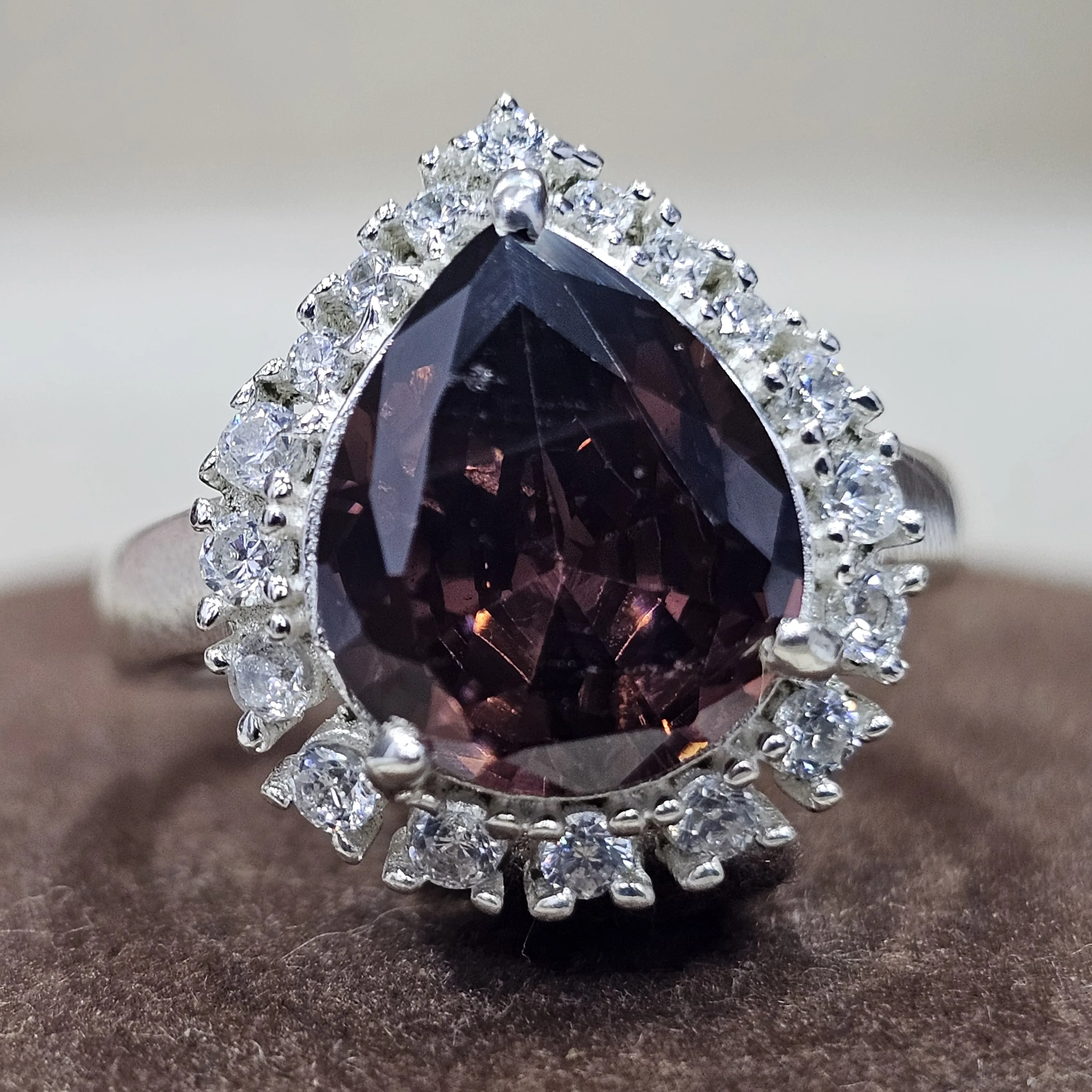 925 Sterling Silver Excellent Quality Handmade Designer Latest Trendy Ring With Teardrop Shape Nice Cut Moissanite Gemstone