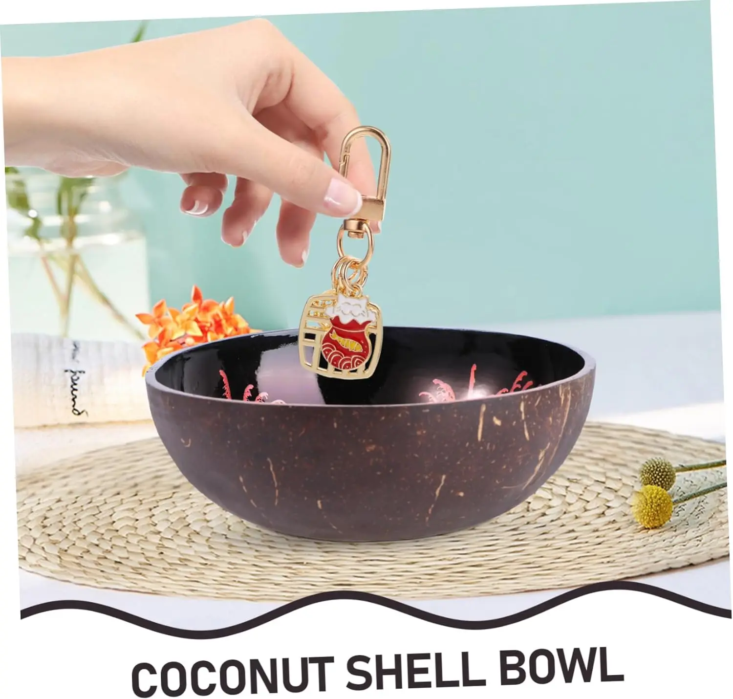 Natural Coconut Shell Bowl Wooden Bowl for Fruit Salad Outdoor Tableware Dinning Wood Bowl