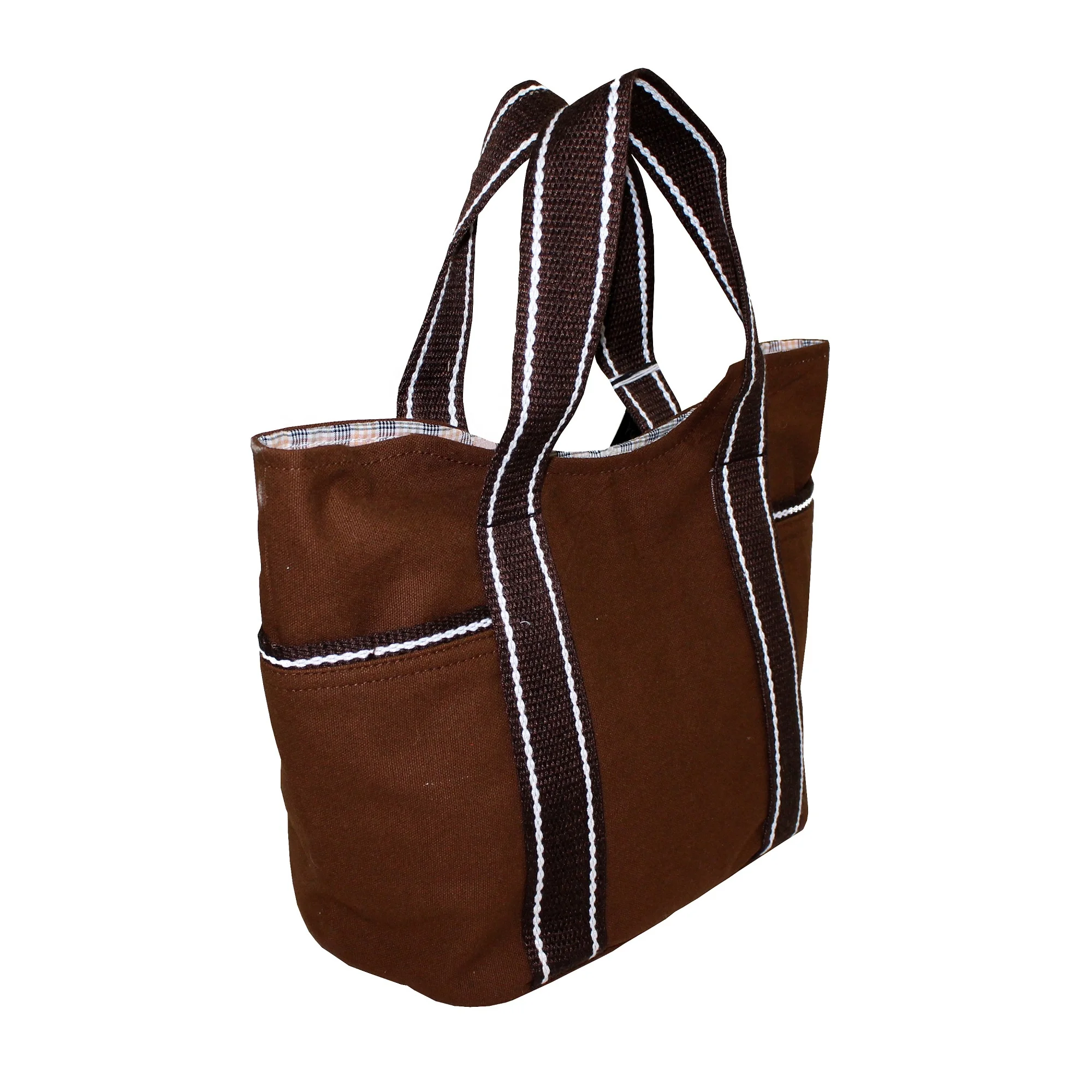 2024 Eco Friendly Cotton Custom Logo Canvas Tote Large Size Fashionable Shopping Bag Reusable Brown Color Cosmetic Bag For Women