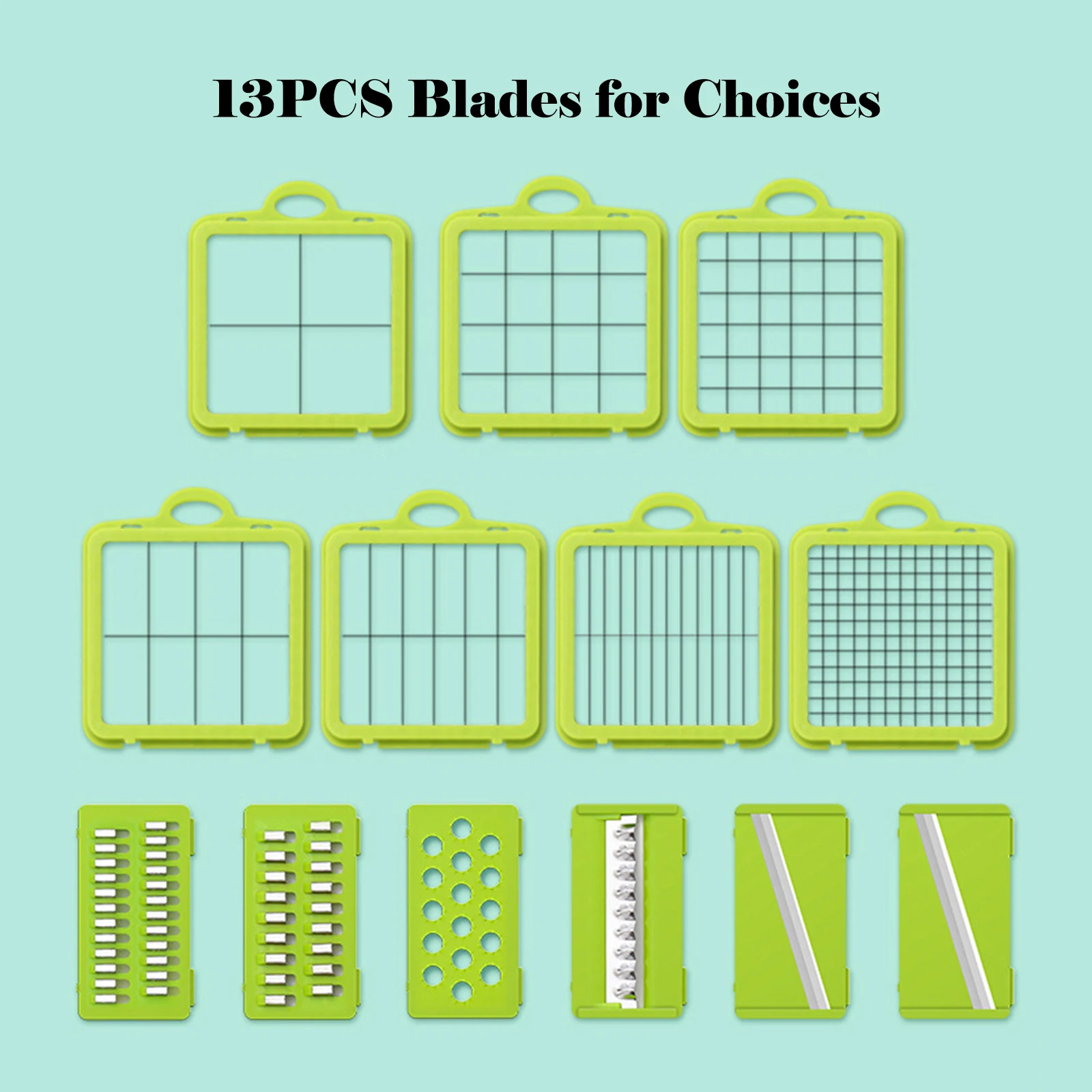 22pcs  Multifunctional Vegetable Cutting tools  Manual Chopper with Container Food  Cutter Hand Protector Drain Basket 8 Blades