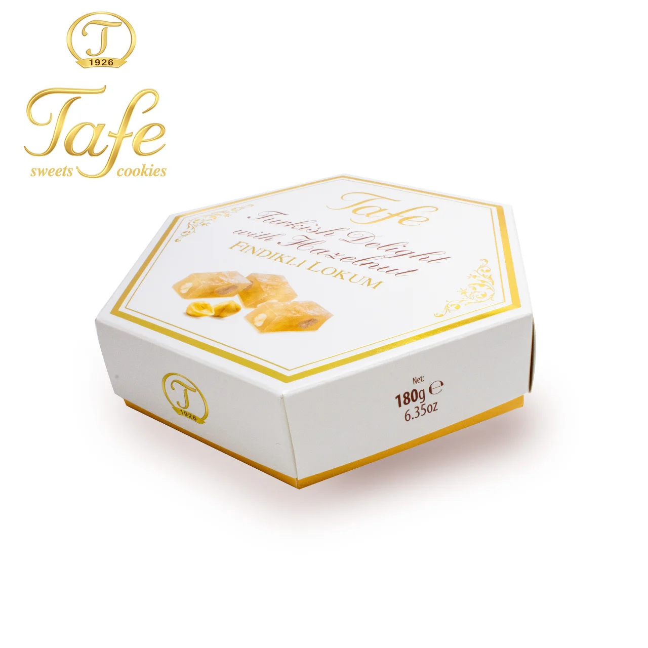 Tafe Turkish Delight with Double Roasted Hazelnut Gift Carton Box 180 g / 6 35 oz - 614 code