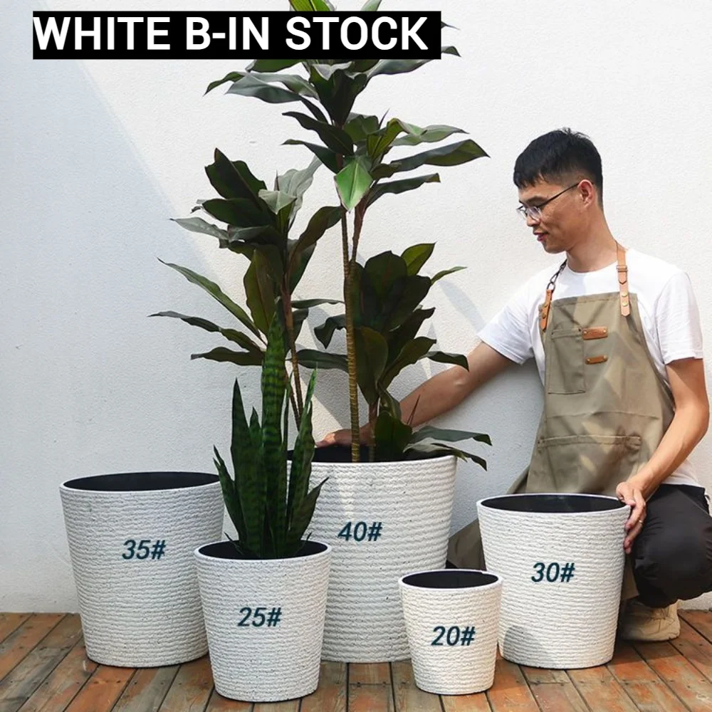 Premium resin white plastic flower pot for DIY flower arrangements home decor