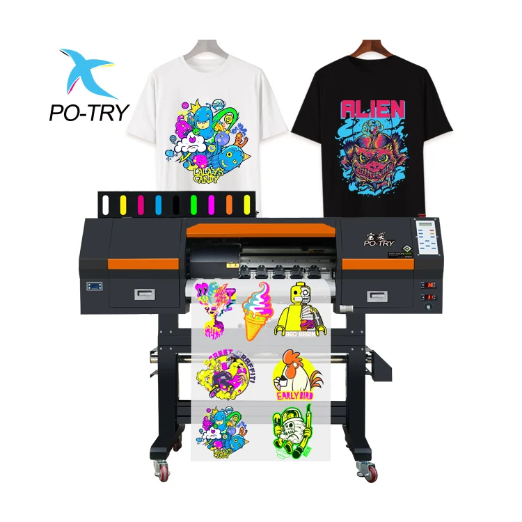 po-try 60cm 600mm Roll to Roll  dtf heat transfer 3 heads fluorescent 60cm digit printer