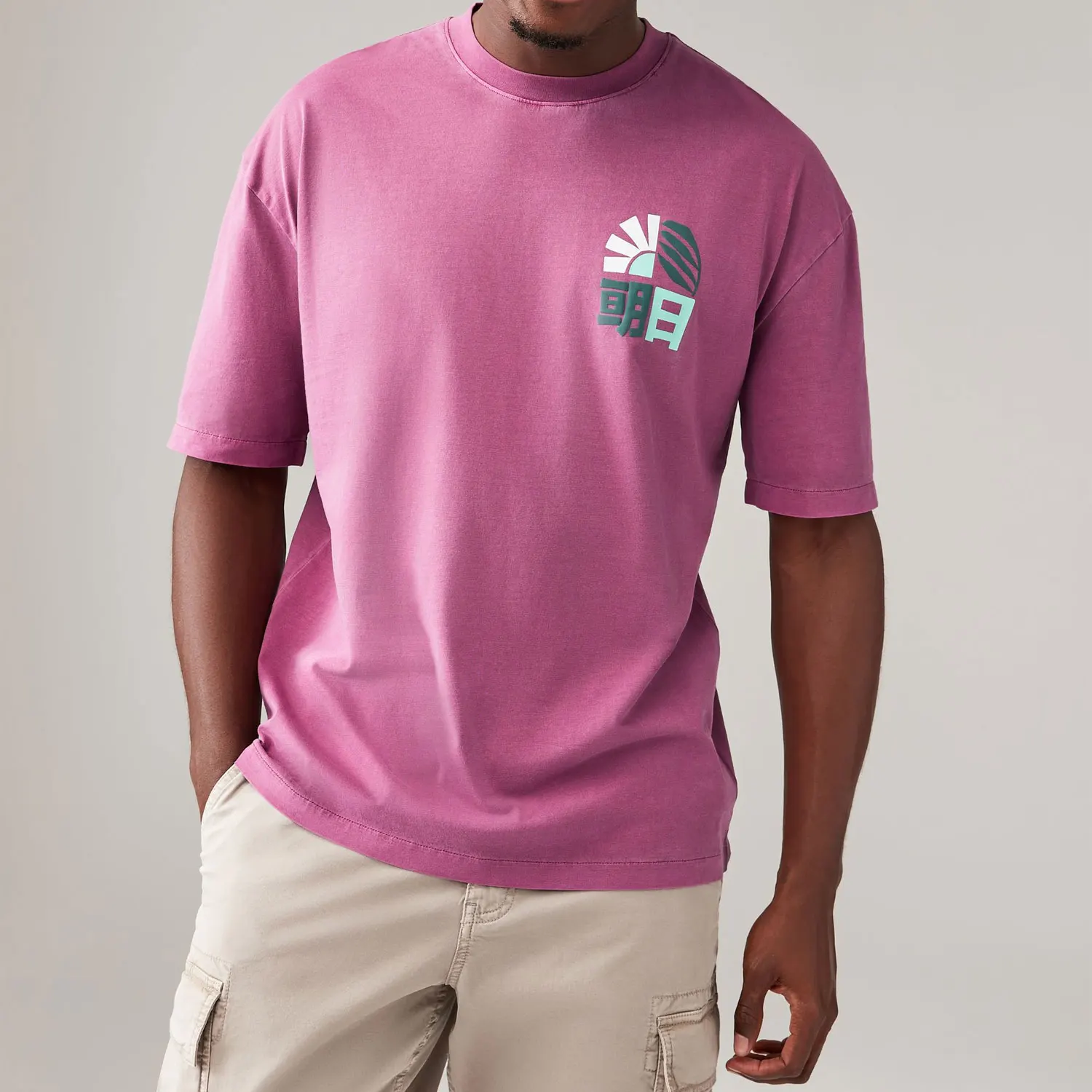Premium Relaxed Fit Japanese Back Print Graphic T-Shirt - 100% Cotton Customizable Printing by Factory Manufacturer