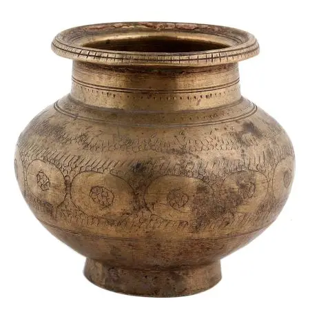 Handmade Modern Antique Brass Water Pot Pooja Kalash for Ceremonies Flower Pots Garden Pots For Home Decor  3.90 Inches SNS-543