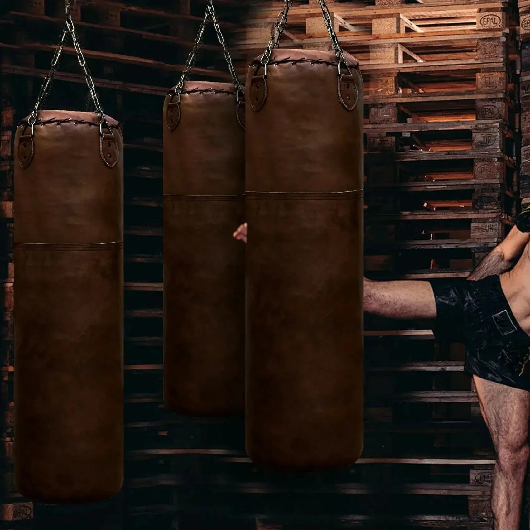 Custom Boxing Man Punching Bags Heavy Durable Free Standing Boxing Sand Bag Cowhide and PU Leather Punching Boxing Bag MS-PG-002