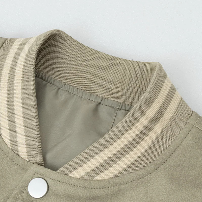 Fashion Custom Embroidery PU Leather Aviator Men Loose Motorcycle Suit Coat Jacket