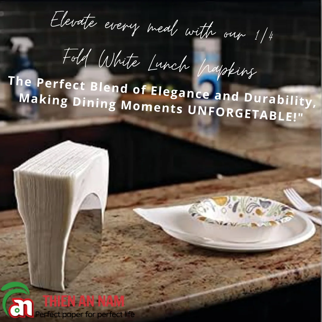 Hot Sale Custom 1/4 Fold White Camping Towel Premium Velvety Unbleached Pulp 2 Ply Paper Printed Dinner Napkins Reasonable Bag