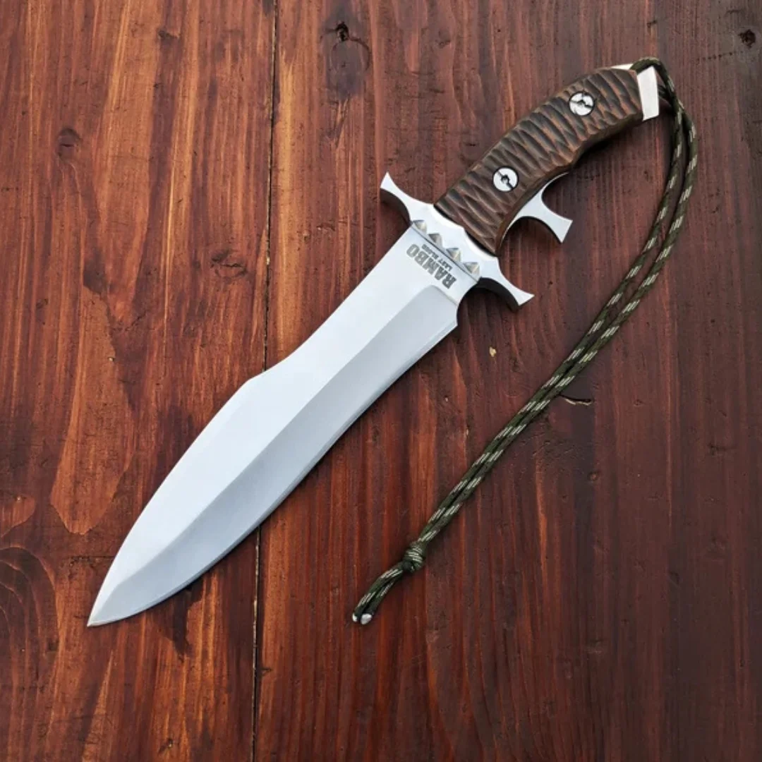 Hot Selling Rambo Last Blood Heartstopper Knife with Leather Sheath 7Cr17 Stainless Steel Blade Outdoor Knife