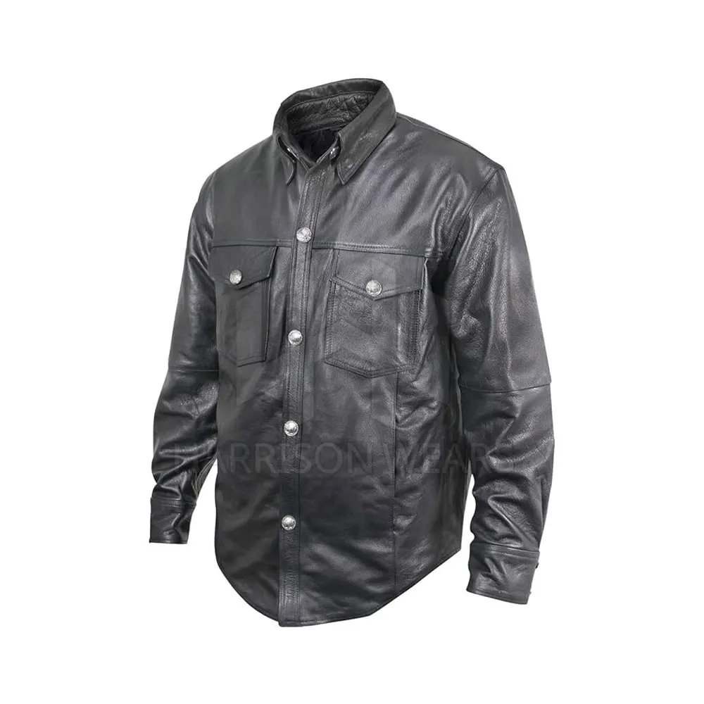 Оптовая продажа модная мужская кожаная рубашка из искусственной кожи Высококачественная для продажи