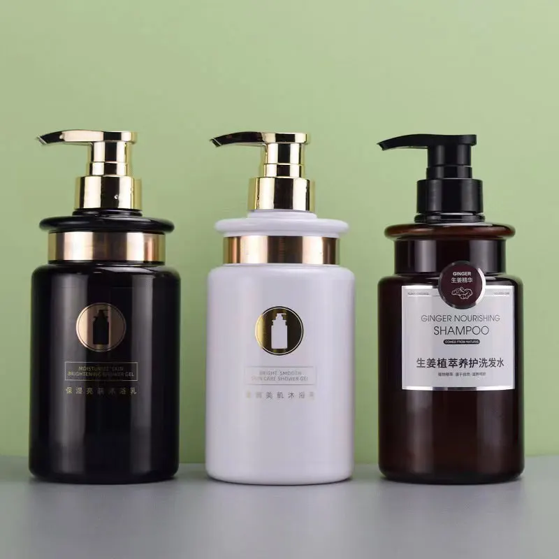 Ready Stock 300ML 500ML Refillable Shampoo Bottle Container PET Plastic Luxury Pump Shampoo and Conditioner Bottle Wholesale