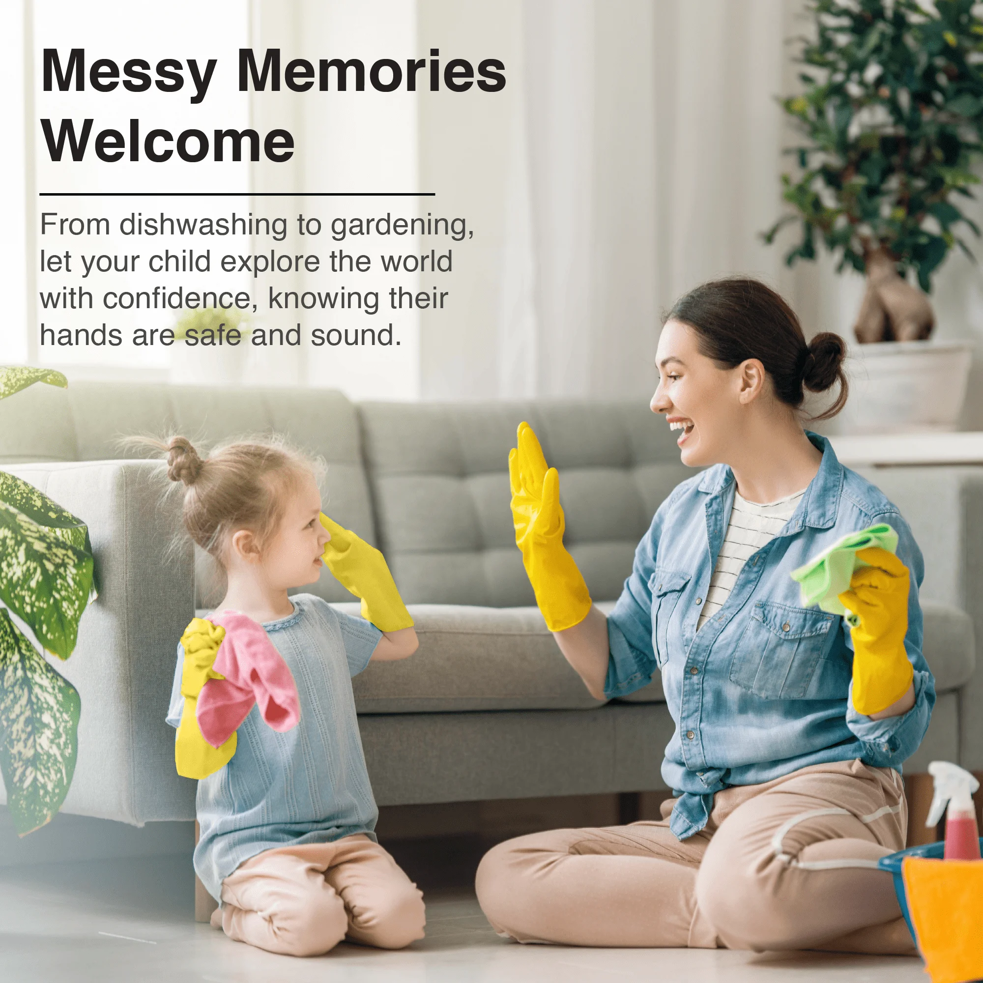 [Box Included] 1 Pairs Little More Kids rubber gloves children gloves cleaning dishwashing gardening waterproof kids glove