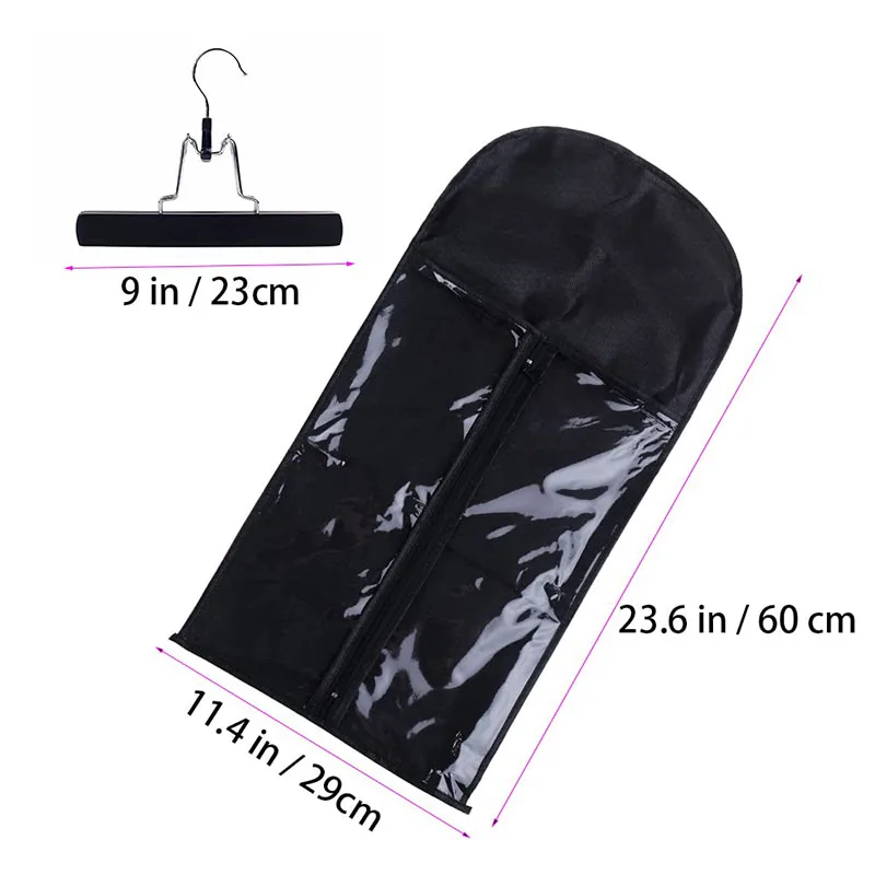 Custom Logo Travel Hair Extensions Hanger Hairpieces Zipper Carrier Case Wig Storage Bag With Hanger