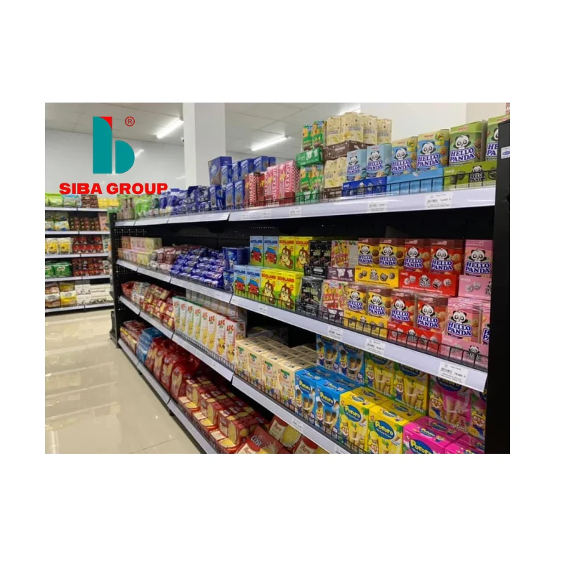 Supermarket Shelves Single-sided Wholesale 4 Layers OEM Service Grocery Store Metal Steel Shelf Heavy Duty Shelving Display Rack