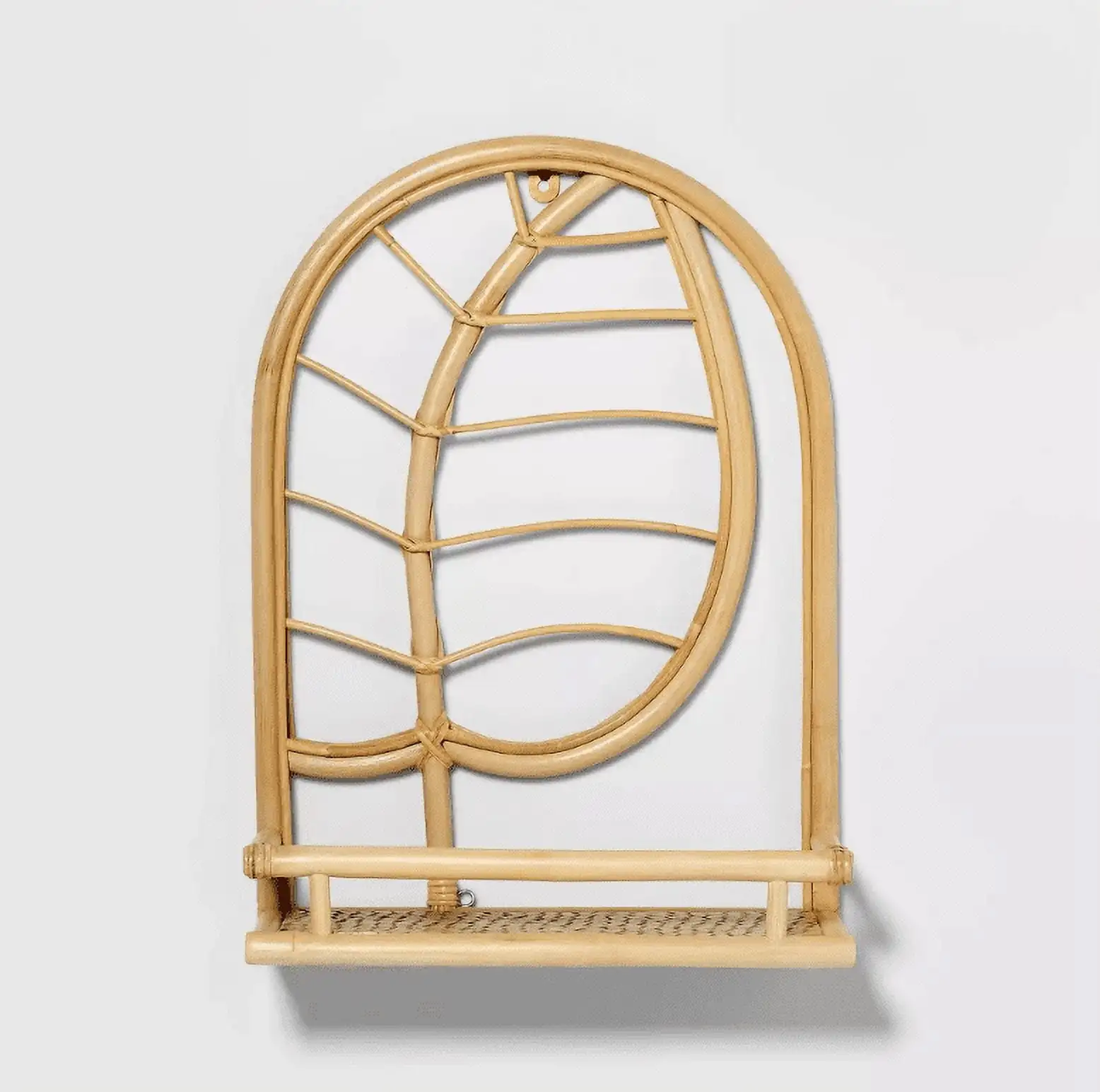 Wholesale price natural rattan decorative wall shelves rattan craft shelves for luxury home wall decorations