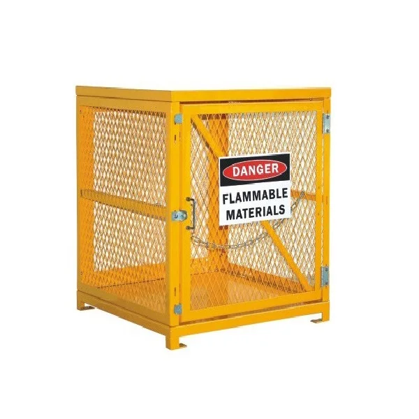 Industrial Heavy Duty Yellow Color Small High Security Vertical Progane Gas Cylinder Bottle Storage tank Cage