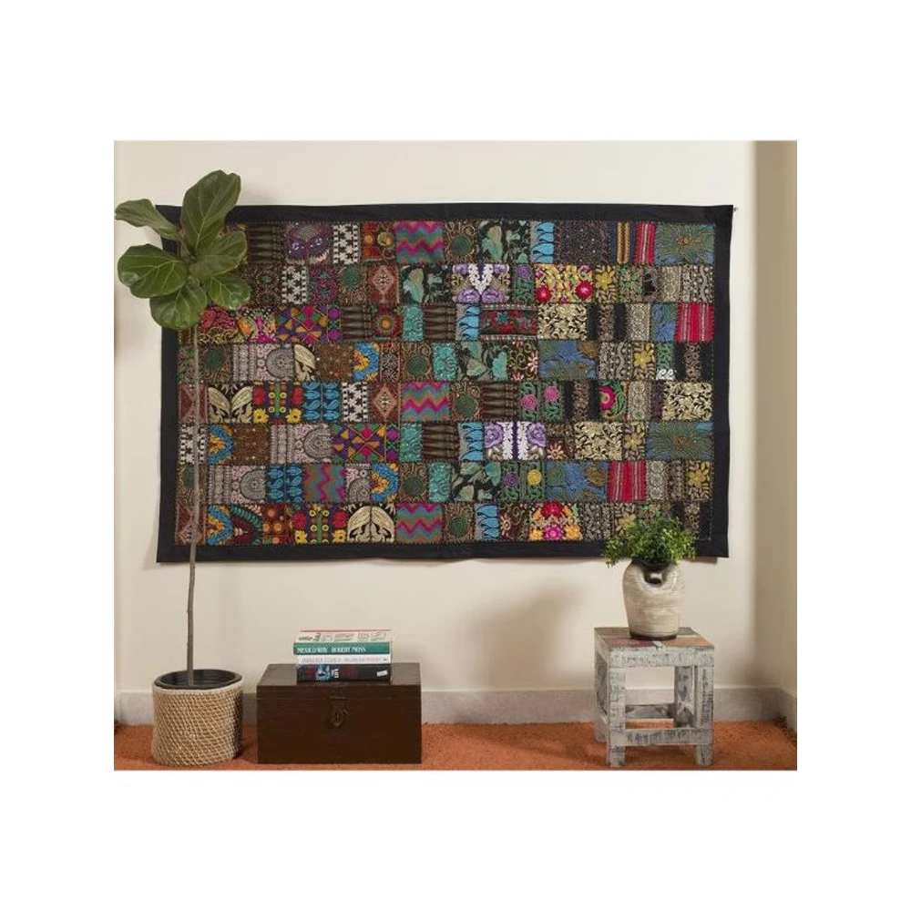 Wholesale Handmade Patchwork Wall Hanging Ethnic Vintage Bohemian Traditional Home Decor Tapestry Embroidered Wall Hanging