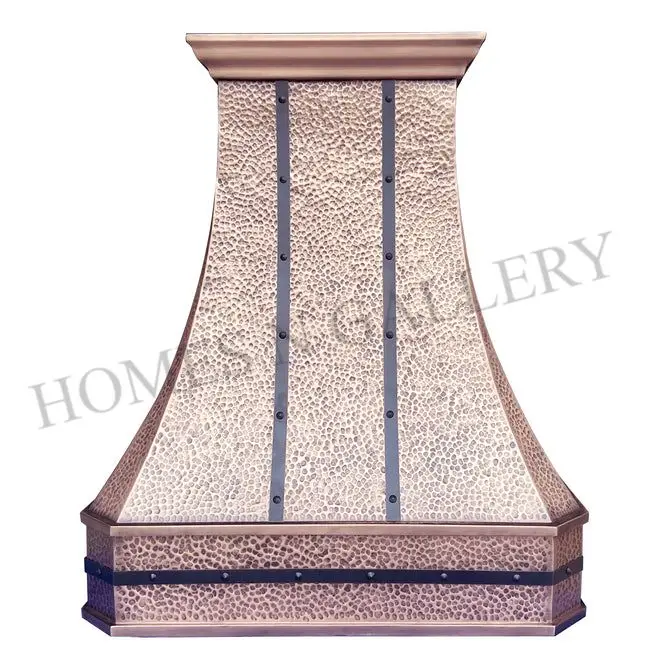 Kitchen Hammered wall mounted range hoods With Strip And Rivet Fire Place Range Hood Chimney Canopy manufactures for bulk Prices