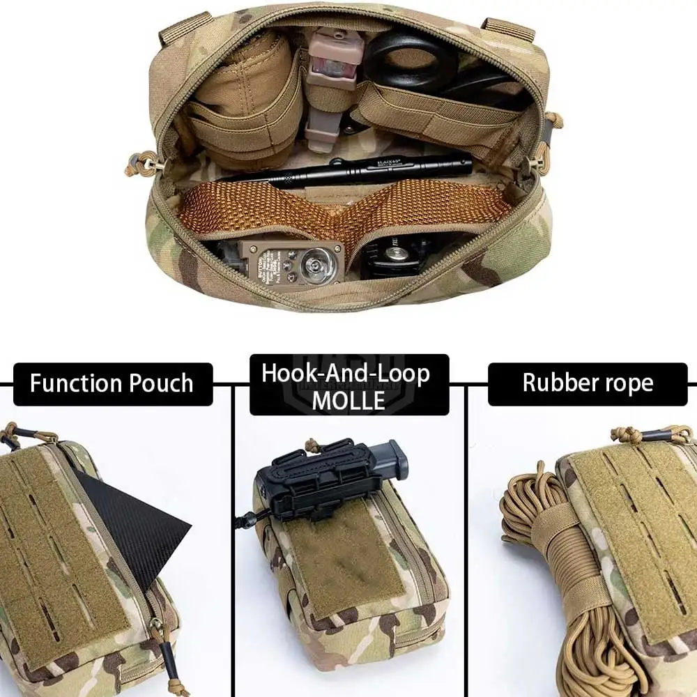 Abdominal Drop Pouch Dual-Purpose Carrying Kit EDC Bag with MOLLE Hook and Loop Panels use for Vest